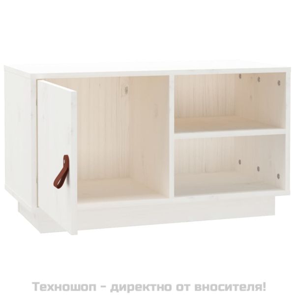 ТВ шкаф, бял, 70x34x40 см, бор масив