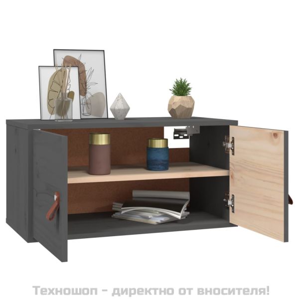 Стенни шкафове, 2 бр, сиви, 60x30x30 см, бор масив