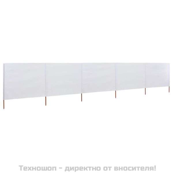 Параван против вятър от 5 панела текстил 600x120 см пясъчнобял