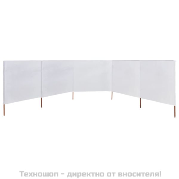 Параван против вятър от 5 панела текстил 600x120 см пясъчнобял