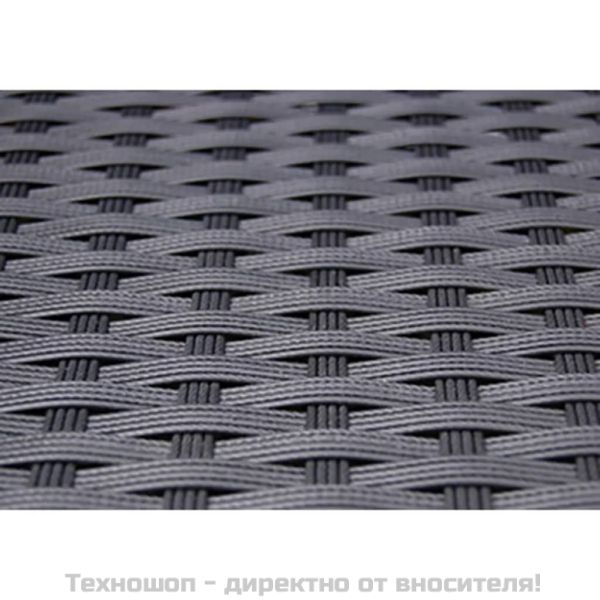 Градински комплект с възглавници, 5 части, черен полиратан