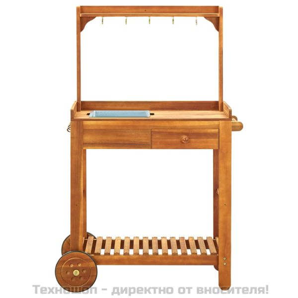 Количка за готвене на открито, акация масив, 92x43,5x141,5 cм