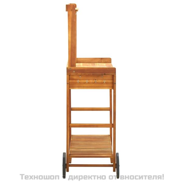 Количка за готвене на открито, акация масив, 92x43,5x141,5 cм