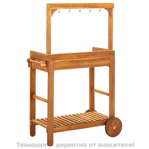 Количка за готвене на открито, акация масив, 92x43,5x141,5 cм