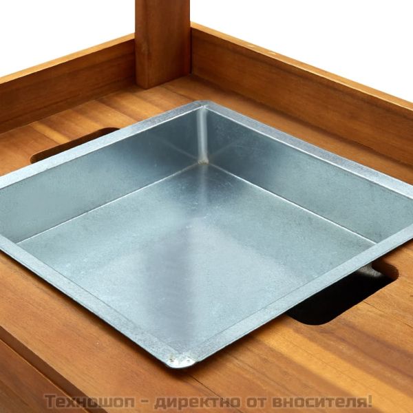 Количка за готвене на открито, акация масив, 92x43,5x141,5 cм