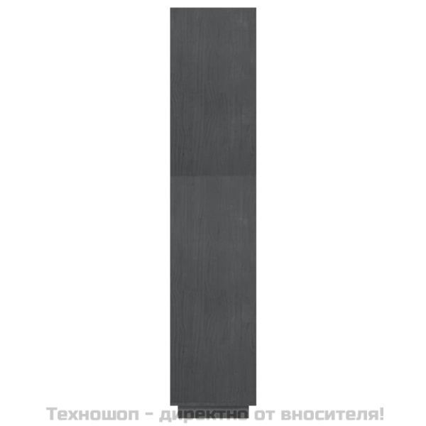 Библиотека/разделител за стая, сива, 60x35x167 см, бор масив