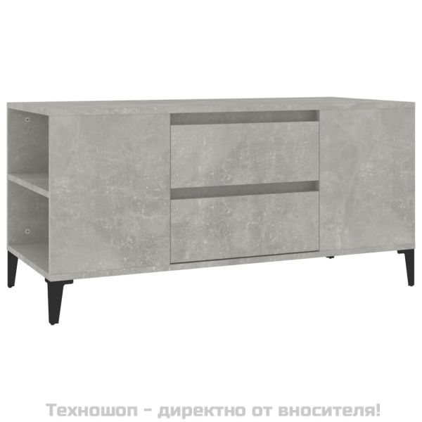 ТВ шкаф, бетонно сиво, 102x44,5x50 см, инженерно дърво