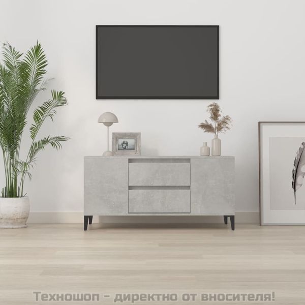 ТВ шкаф, бетонно сиво, 102x44,5x50 см, инженерно дърво