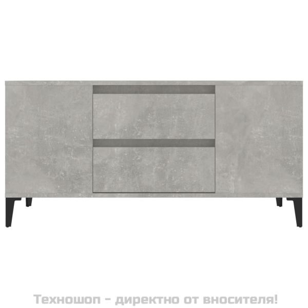 ТВ шкаф, бетонно сиво, 102x44,5x50 см, инженерно дърво