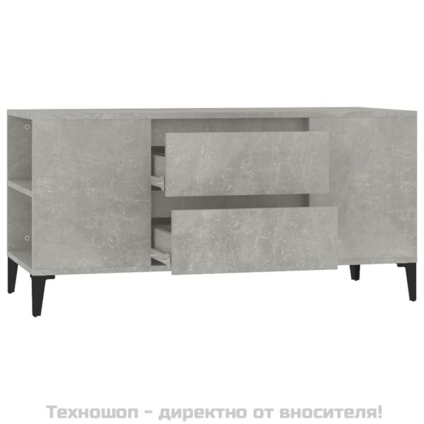 ТВ шкаф, бетонно сиво, 102x44,5x50 см, инженерно дърво