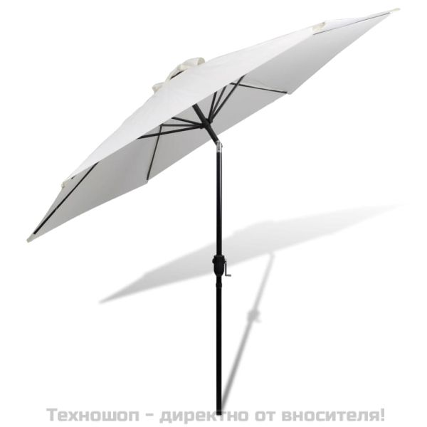 Чадър за слънце, 3 м, пясъчнобял, стоманен прът