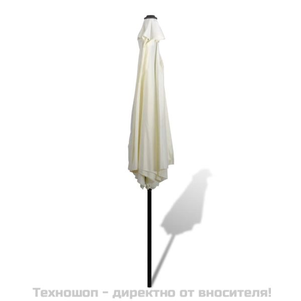 Чадър за слънце, 3 м, пясъчнобял, стоманен прът