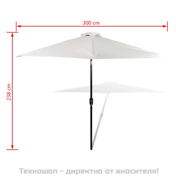 Чадър за слънце, 3 м, пясъчнобял, стоманен прът