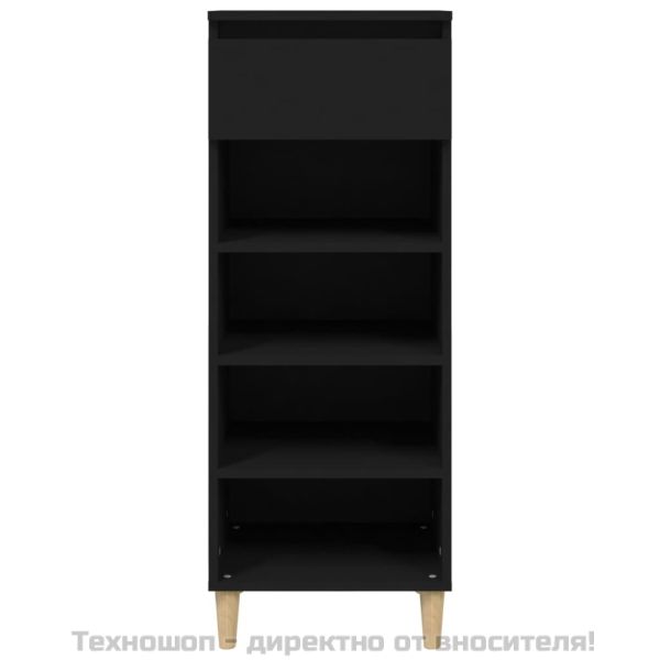 Шкаф за обувки, черен, 40x36x105 см, инженерно дърво