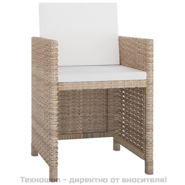 Градински комплект с възглавници, 11 части, бежов полиратан