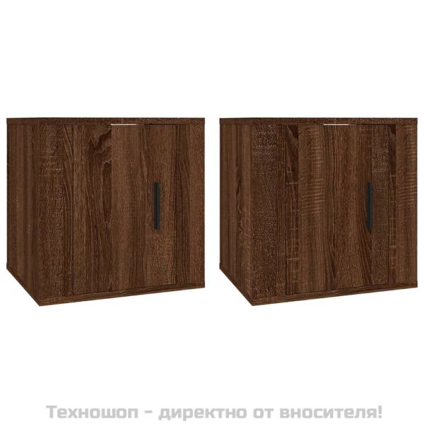 ТВ шкафове със стенен монтаж, 2 бр, кафяв дъб, 40x34,5x40 см