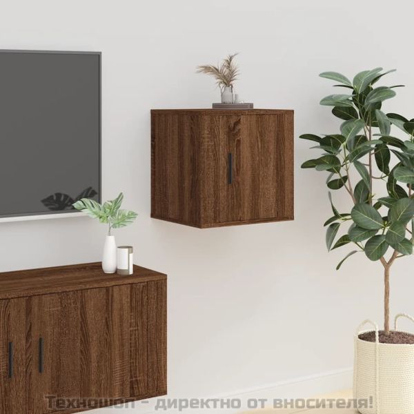 ТВ шкафове със стенен монтаж, 2 бр, кафяв дъб, 40x34,5x40 см