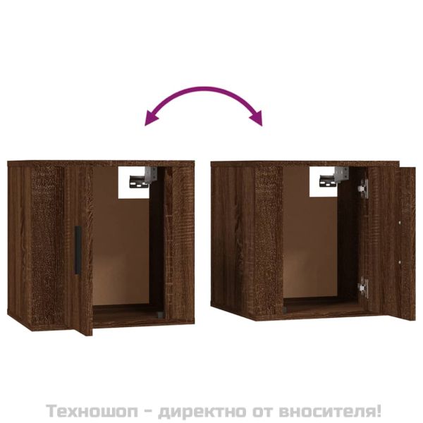 ТВ шкафове със стенен монтаж, 2 бр, кафяв дъб, 40x34,5x40 см