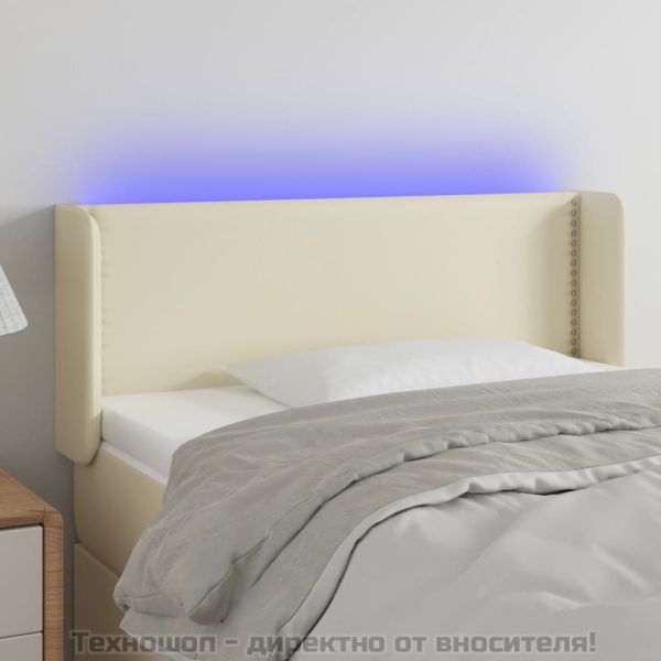 LED горна табла за легло, кремава,93x16x78/88 см
