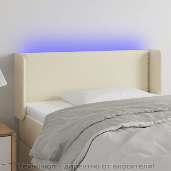 LED горна табла за легло, кремава, 103x16x78/88 см