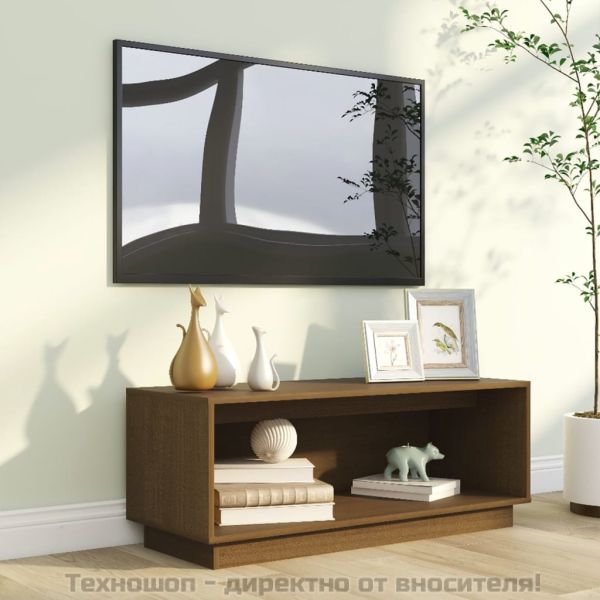 ТВ шкаф, меденокафяв, 90x35x35 см, бор масив