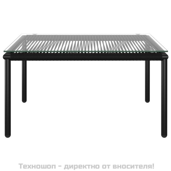 Градински комплект с възглавници, 6 части, черен, PVC