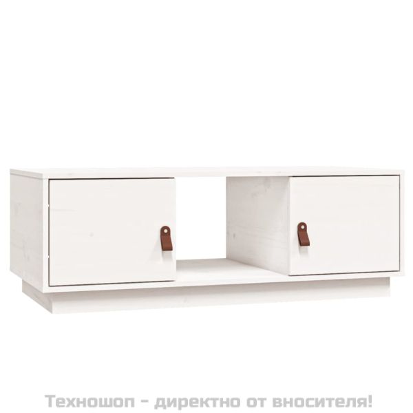 Кафе маса, бяла, 100x50x35 см, бор масив