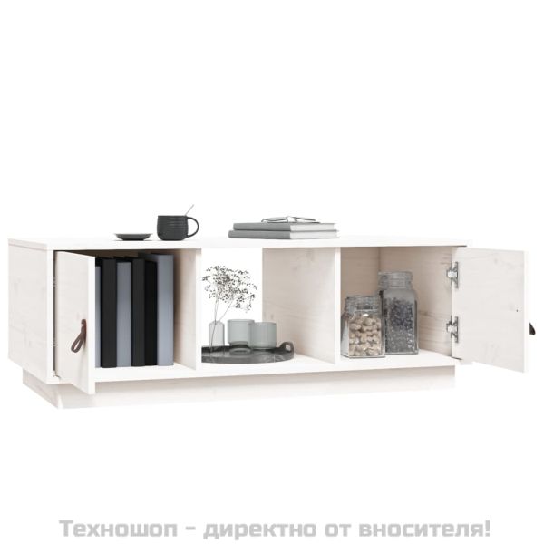 Кафе маса, бяла, 100x50x35 см, бор масив