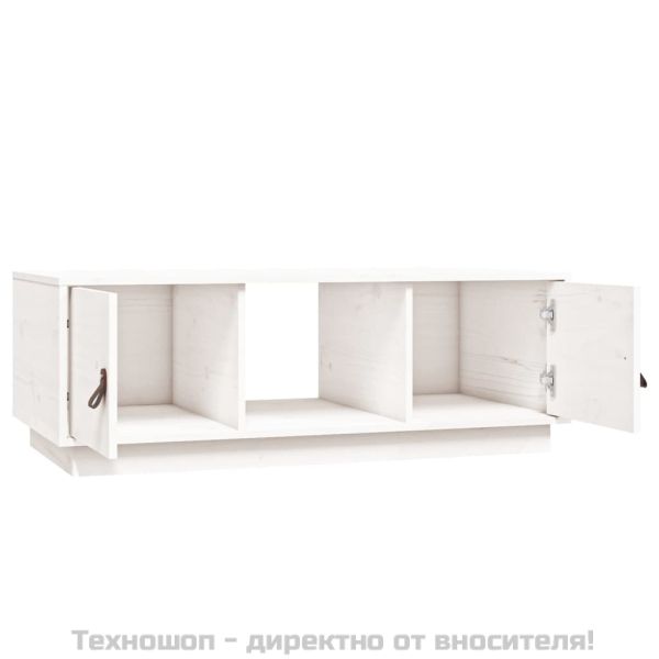 Кафе маса, бяла, 100x50x35 см, бор масив