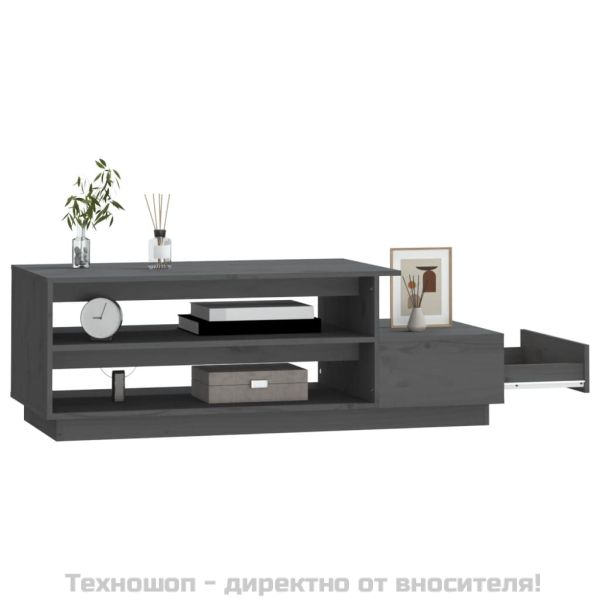 Кафе маса, сива, 120x50x40,5 см, борово дърво масив