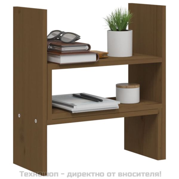 Поставка за монитор, меденокафява, (39-72)x17x43 см, бор масив