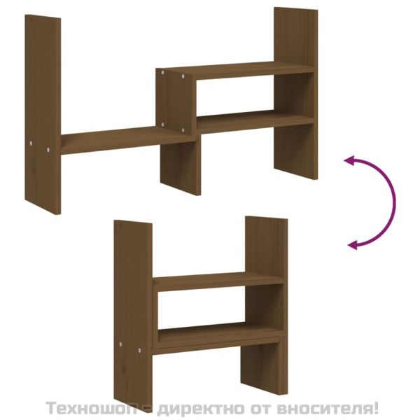 Поставка за монитор, меденокафява, (39-72)x17x43 см, бор масив