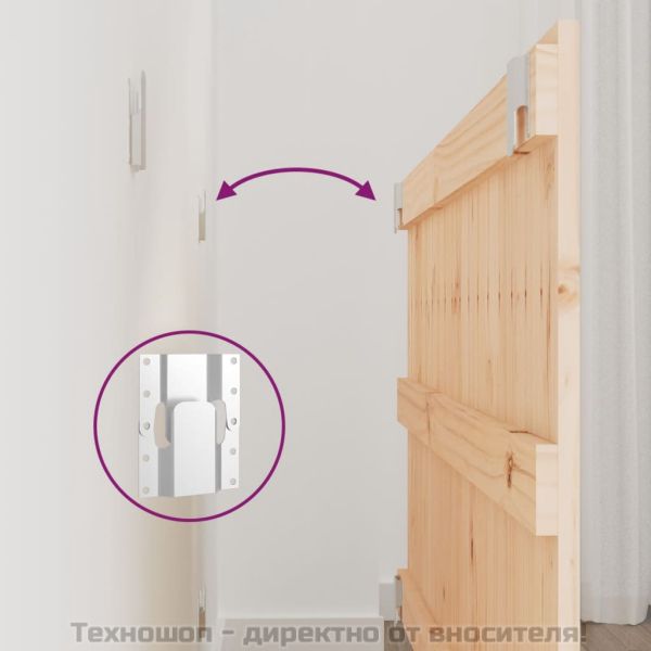 Стенна табла за спалня, 95,5x3x60 см, борово дърво масив