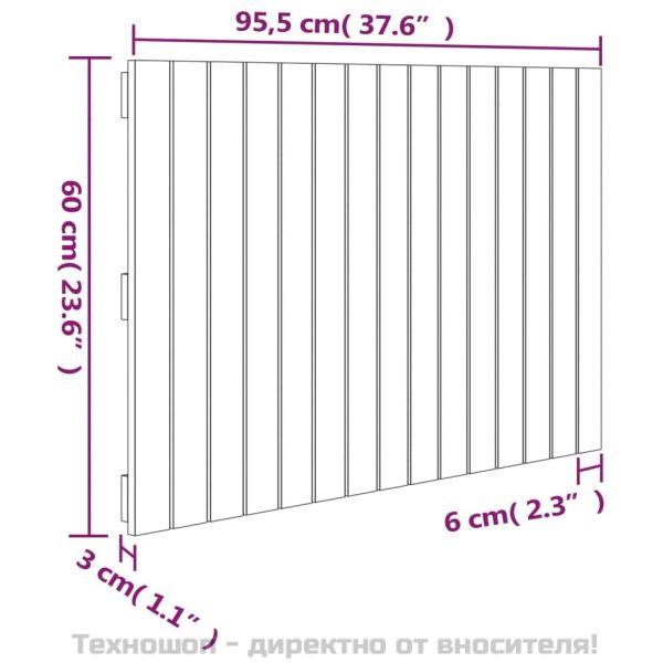 Стенна табла за спалня, 95,5x3x60 см, борово дърво масив