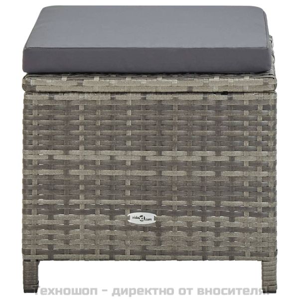 Градински комплект с възглавници, 9 части, полиратан, сив