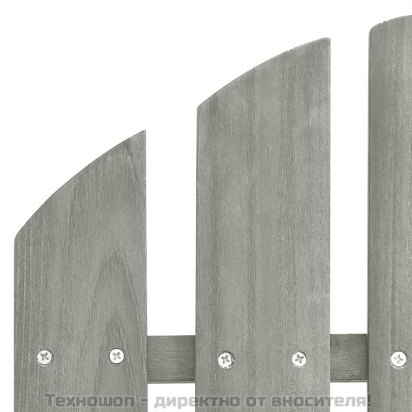 Градински стол с табуретка, дърво, сив