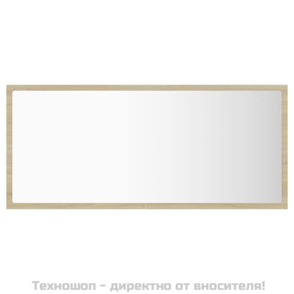LED огледало за баня, дъб сонома, 90x8,5x37 см, акрил