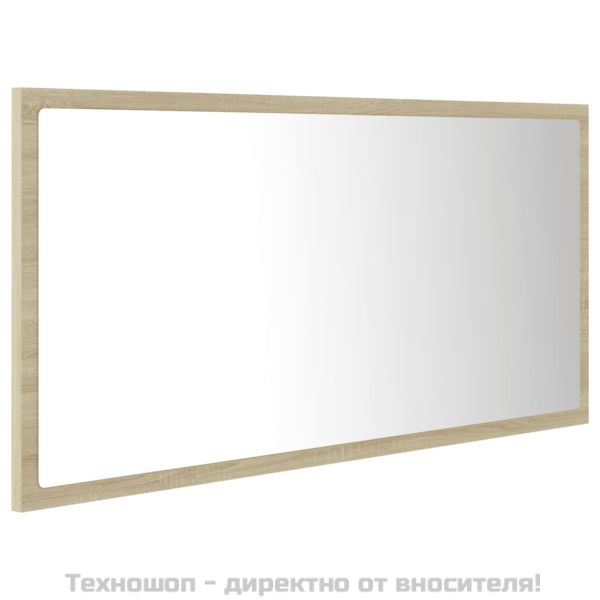 LED огледало за баня, дъб сонома, 90x8,5x37 см, акрил