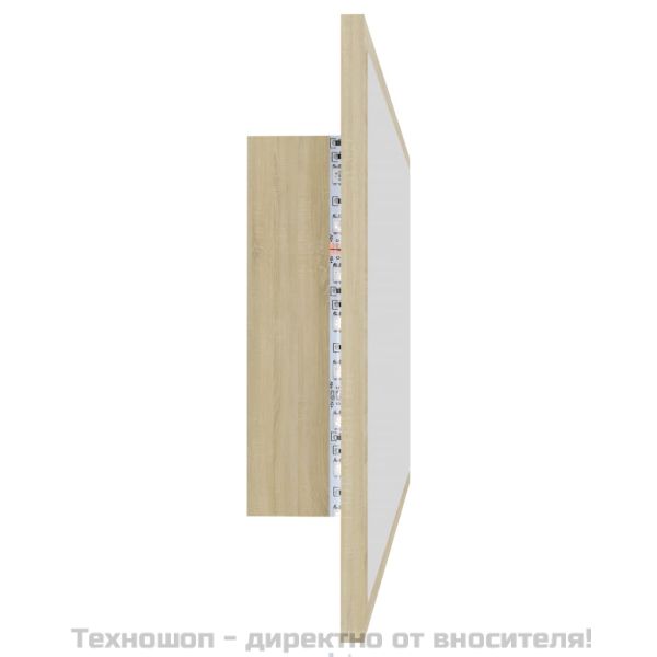 LED огледало за баня, дъб сонома, 90x8,5x37 см, акрил