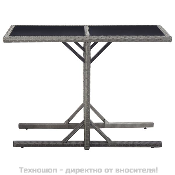 Градинска маса, антрацит, 110x53x72 cм, полиратан, стъкло