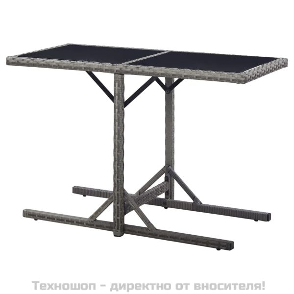 Градинска маса, антрацит, 110x53x72 cм, полиратан, стъкло