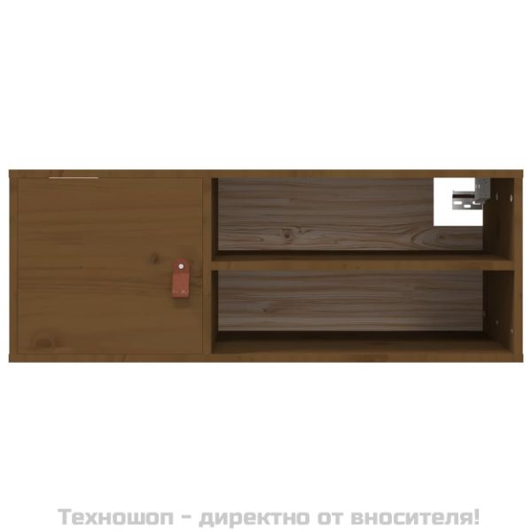 Стенен шкаф, меденокафяв, 80x30x30 см, борово дърво масив