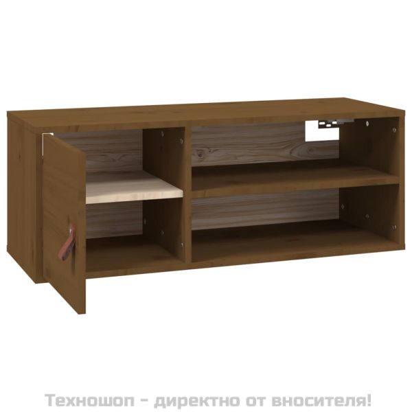 Стенен шкаф, меденокафяв, 80x30x30 см, борово дърво масив