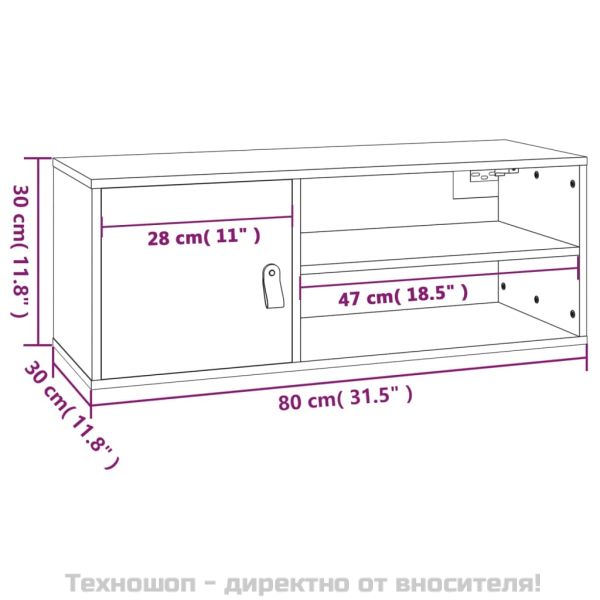 Стенен шкаф, меденокафяв, 80x30x30 см, борово дърво масив