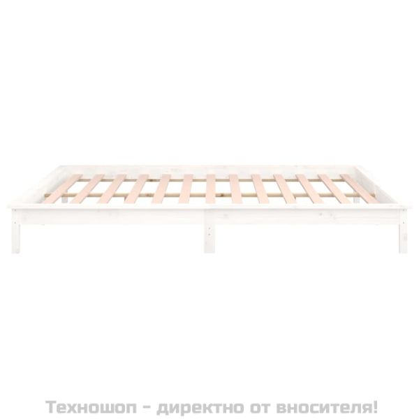 LED рамка за легло бяло 135x190 см Double масивно дърво