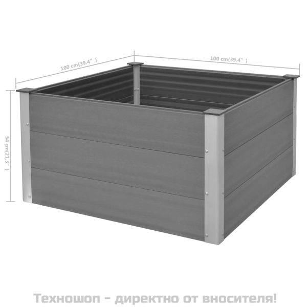 Градинска повдигната леха, WPC, 100x100x54 см, сива