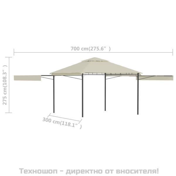 Шатра с двойно разтегаем покрив, 3x3x2,75 м, таупе, 180 г/м²