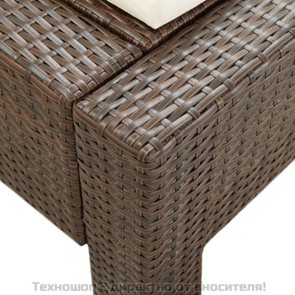 Шезлонг с шалте за двама, кафяв полиратан