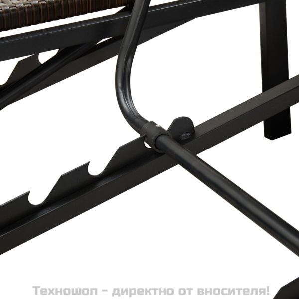 Шезлонг с шалте за двама, кафяв полиратан