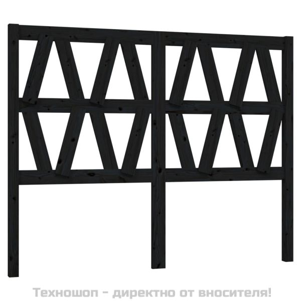 Горна табла за легло, черна, 146x4x100 см, бор масив
